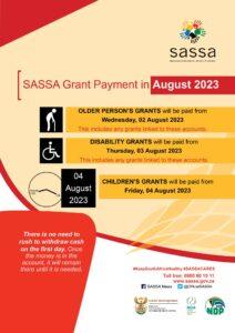 sassa payment dates august 2023